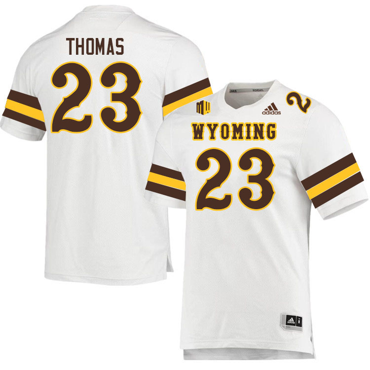 Wyoming Cowboys #23 Jones Thomas College Football Jerseys Stitched Sale-White
